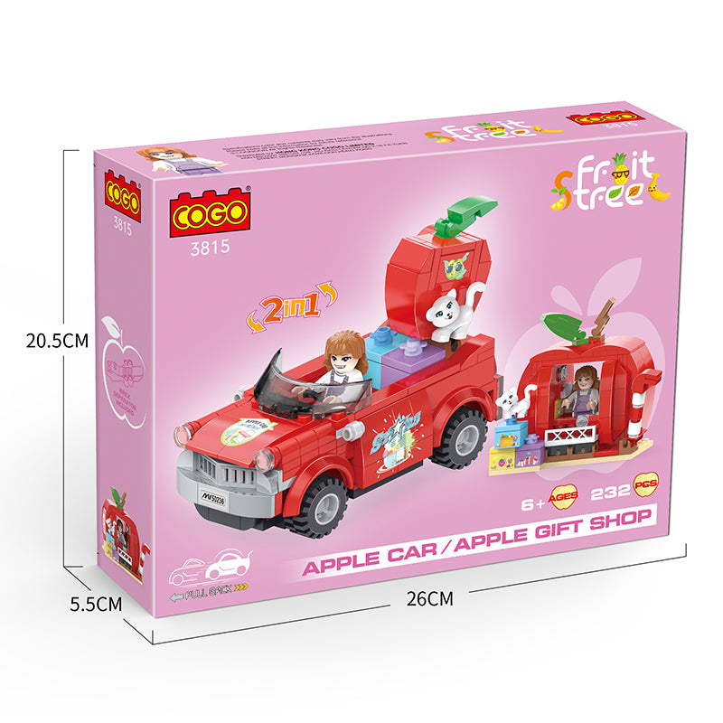 COGO 232PCS Fruit Street Pull Back Apple Sports Car Gift House Building Block Toy