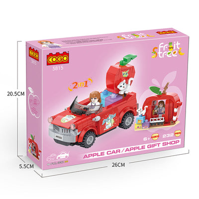 COGO 232PCS Fruit Street Pull Back Apple Sports Car Gift House Building Block Toy