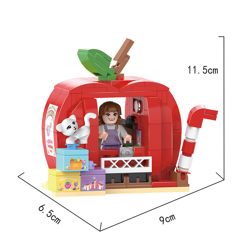 COGO 232PCS Fruit Street Pull Back Apple Sports Car Gift House Building Block Toy