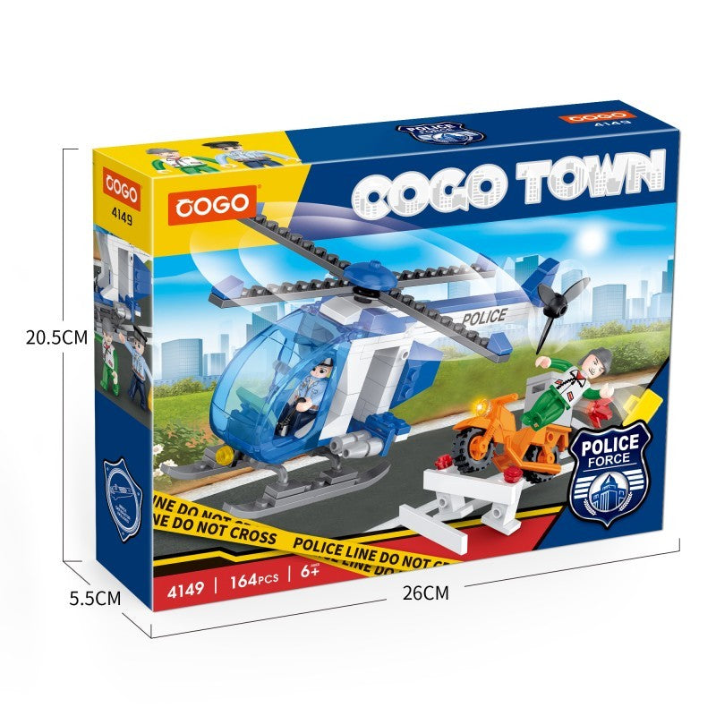 COGO 164PCS City Helicopter, Motorcycle Building Block Toys