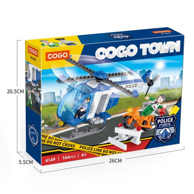COGO 164PCS City Helicopter, Motorcycle Building Block Toys