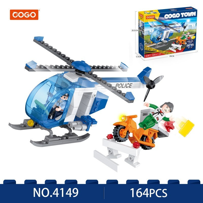 COGO 164PCS City Helicopter, Motorcycle Building Block Toys