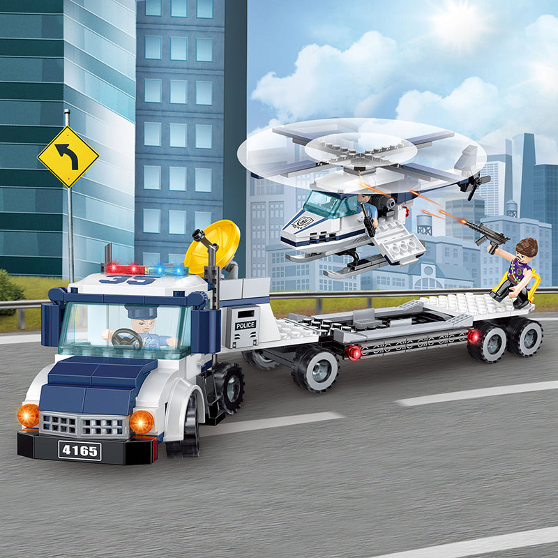 COGO 329PCS Police Police Helicopter Transporter Building Block Toy
