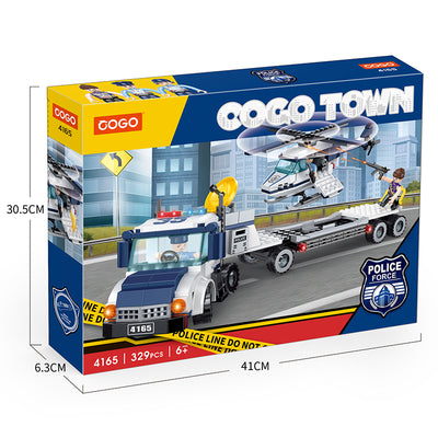 COGO 329PCS Police Police Helicopter Transporter Building Block Toy