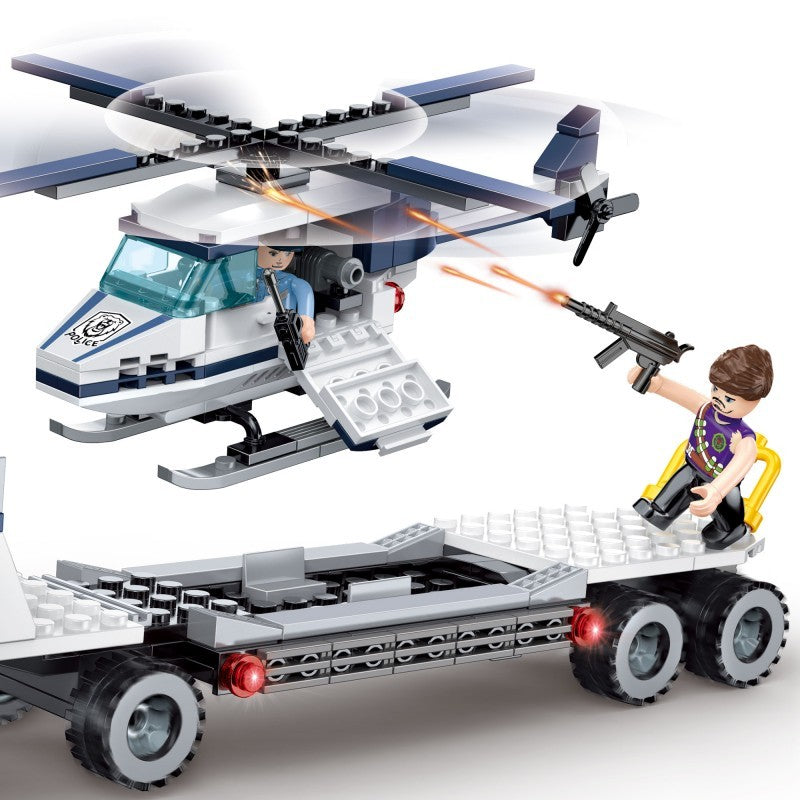 COGO 329PCS Police Police Helicopter Transporter Building Block Toy