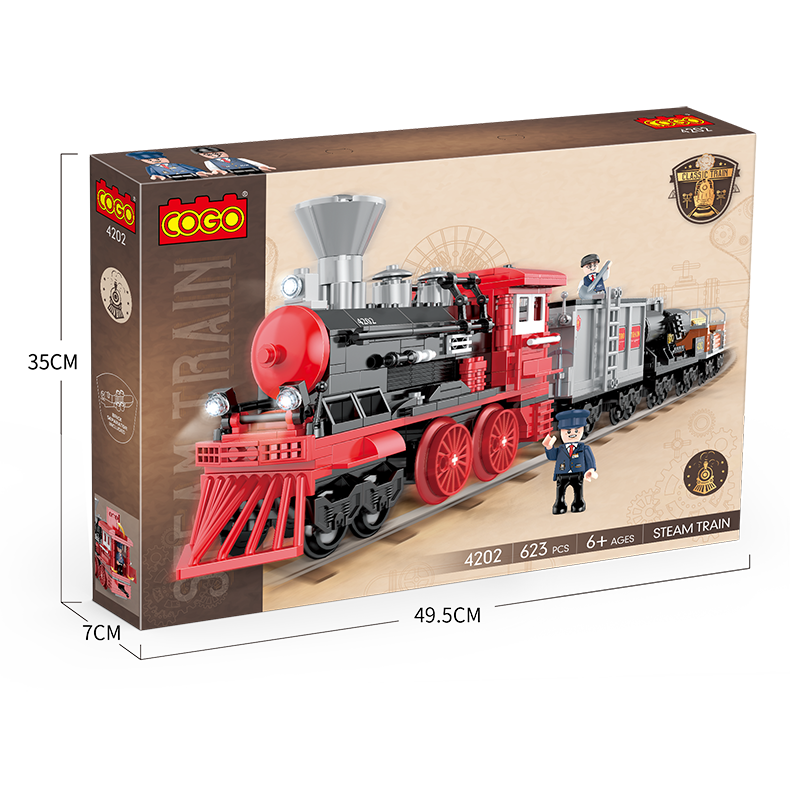 COGO 623PCS Retro Steam Train Building Block Toys