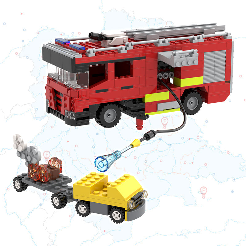 COGO 500PCS City Fire And Rescue Fire Fighting Rescue Vehicle Building Blocks Toys