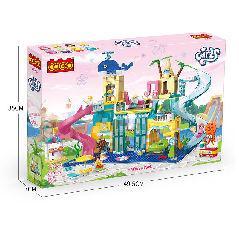 COGO 715PCS Summer Happy Water Amusement Park Building Block Toy