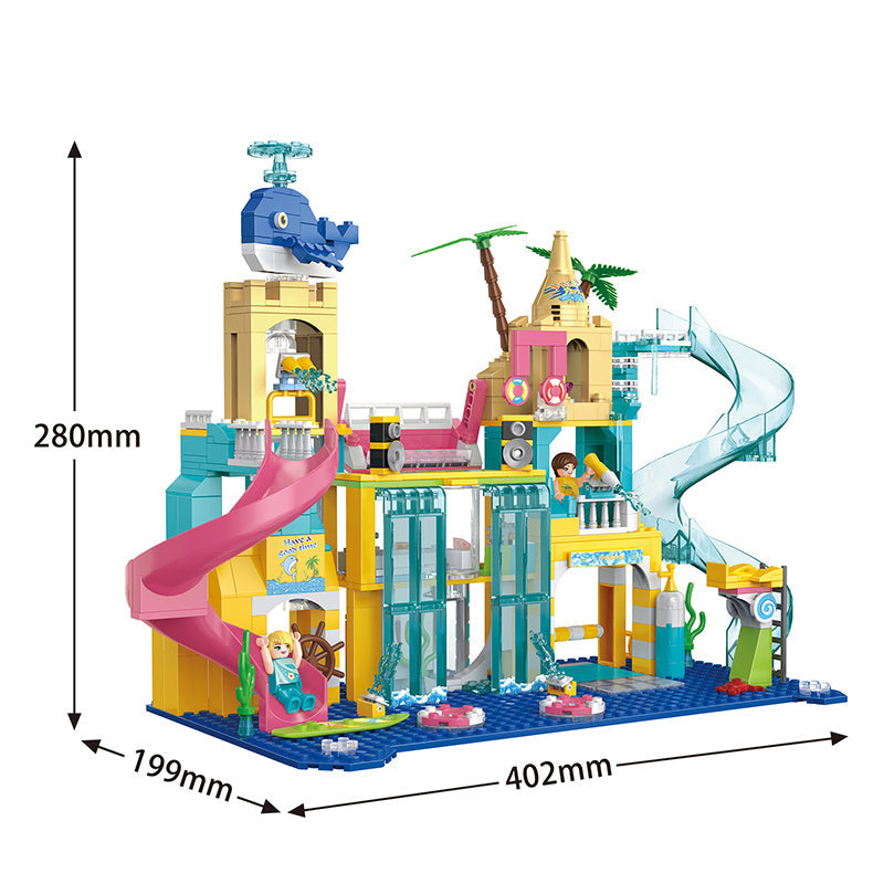 COGO 715PCS Summer Happy Water Amusement Park Building Block Toy