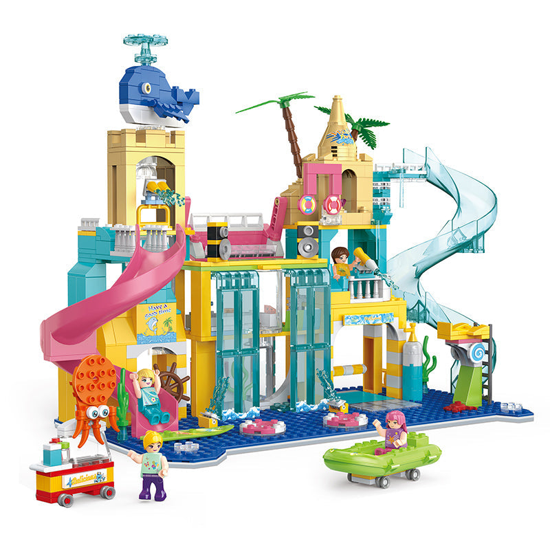 COGO 715PCS Summer Happy Water Amusement Park Building Block Toy