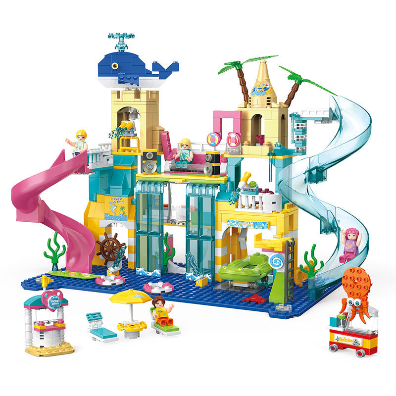 COGO 715PCS Summer Happy Water Amusement Park Building Block Toy