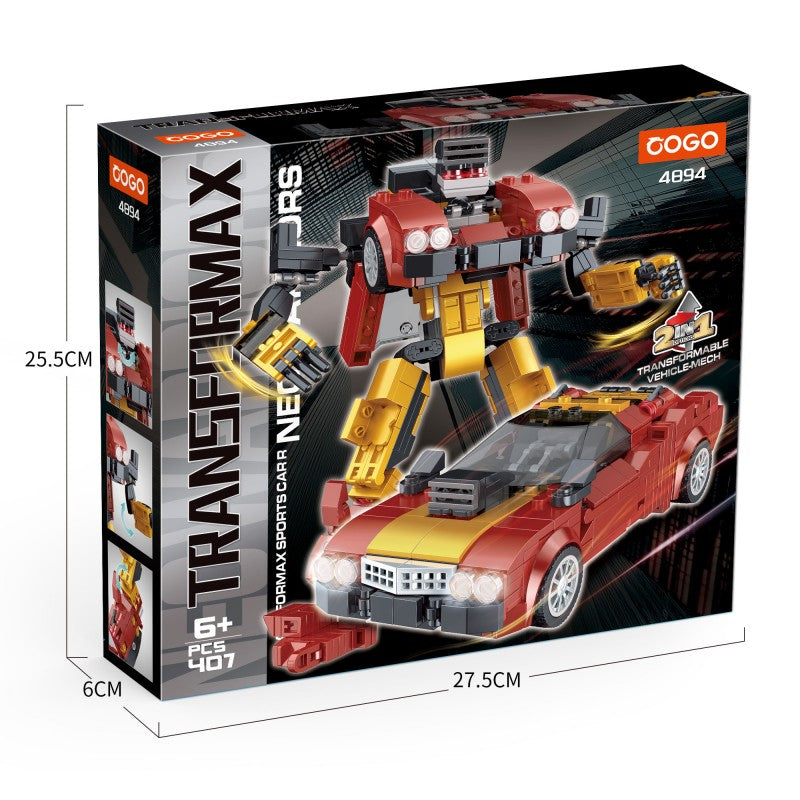 COGO 407PCS Transformation Series Transform Mech Sports Car Building Blocks Toys