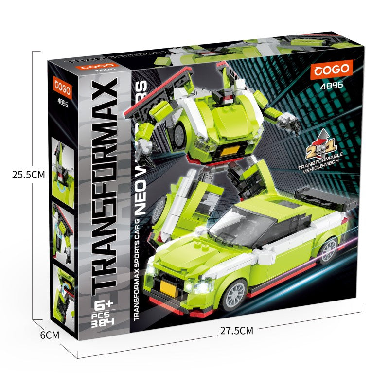 COGO 384PCS Transformation Series Transform Mech Sports Car Building Blocks Toys