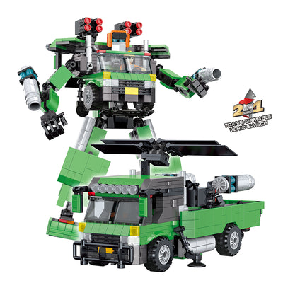 COGO 673PCS Transformation Series Transform Mech Truck Building Blocks Toys