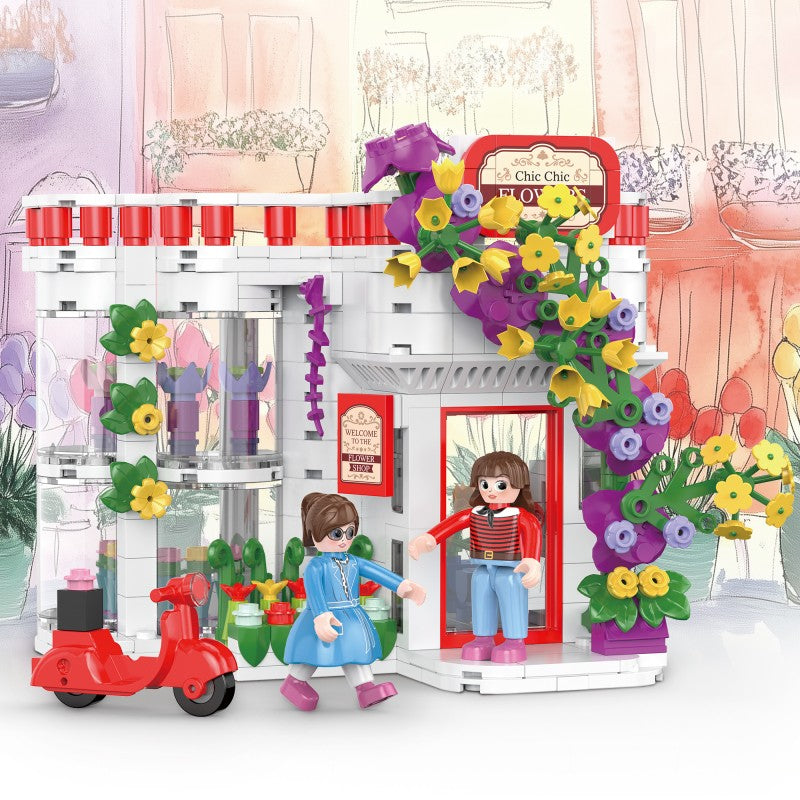 摩登女孩系列小颗粒积木-时尚花店/463PCS