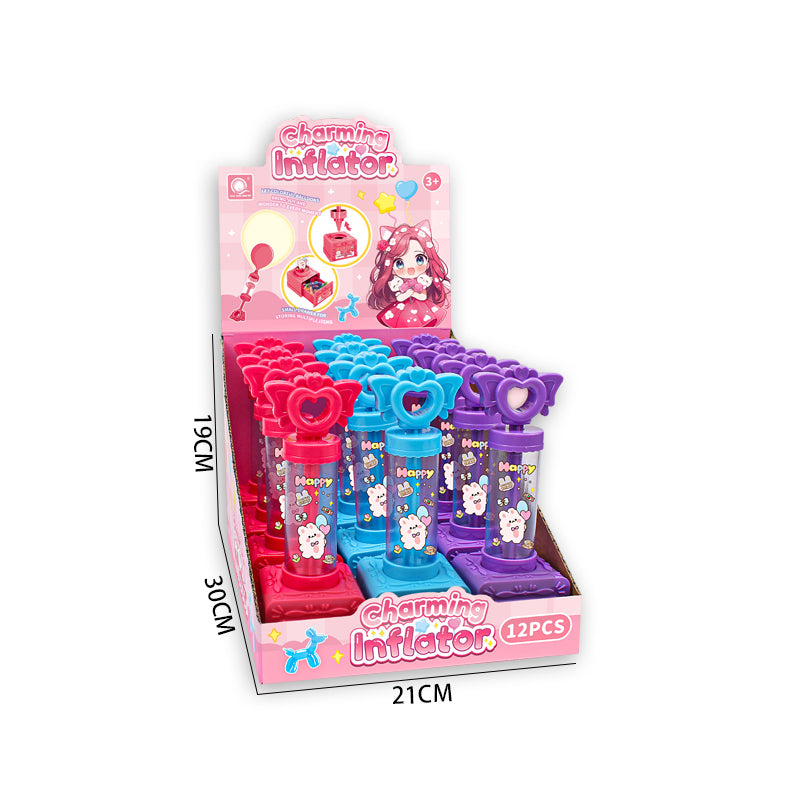 卡通打气筒/配10个气球,三色混装