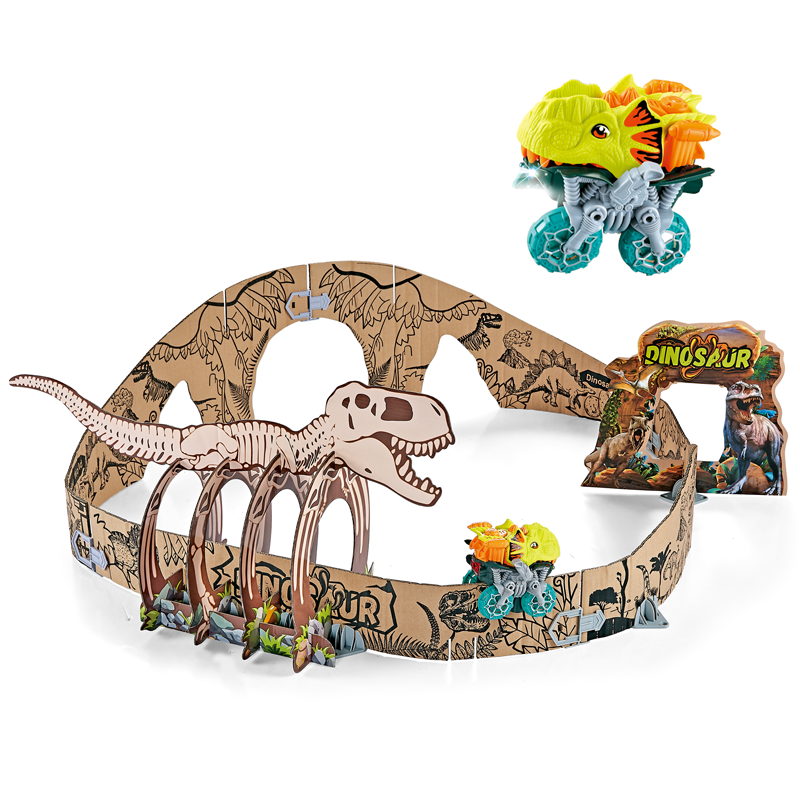 电动DIY百变恐龙纸板轨道车/带灯光,配1个车壳,3*AAA无包电