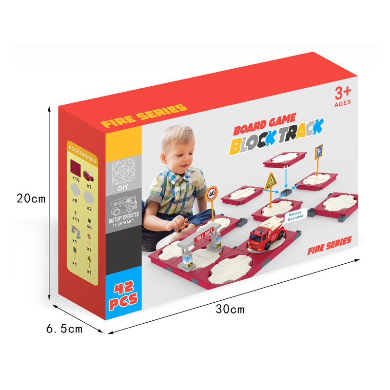 B/O DIY Track Maze Fire Car With Light And Sound(42 Pieces)
