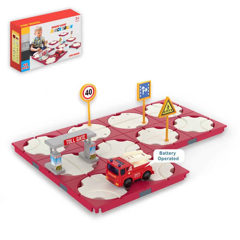 B/O DIY Track Maze Fire Car With Light And Sound(42 Pieces)