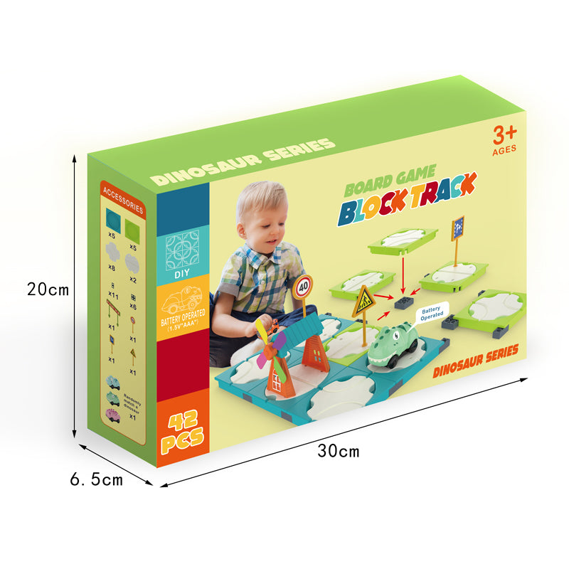 B/O DIY Track Maze Dinosaur Car With Light And Sound(42 Pieces)