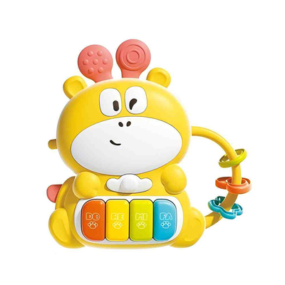 长颈鹿婴儿卡通琴/带音乐,耳朵带牙胶,2*AA无包电