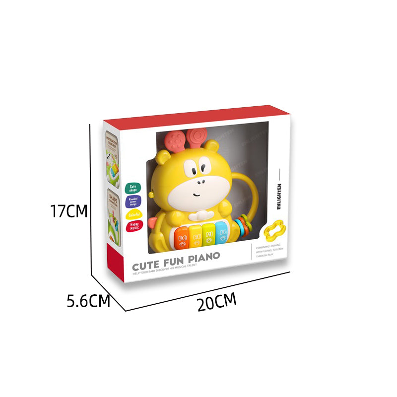 长颈鹿婴儿卡通琴/带音乐,耳朵带牙胶,2*AA无包电