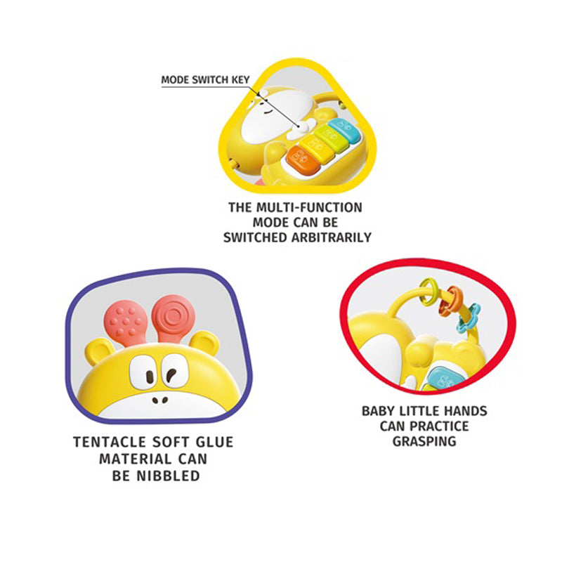 长颈鹿婴儿卡通琴/带音乐,耳朵带牙胶,2*AA无包电