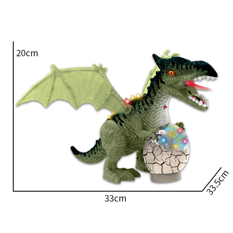 电动万向行走抱蛋翼龙/带灯光音乐,尾巴摆动,用3*AA不包,二色混装,喷雾版