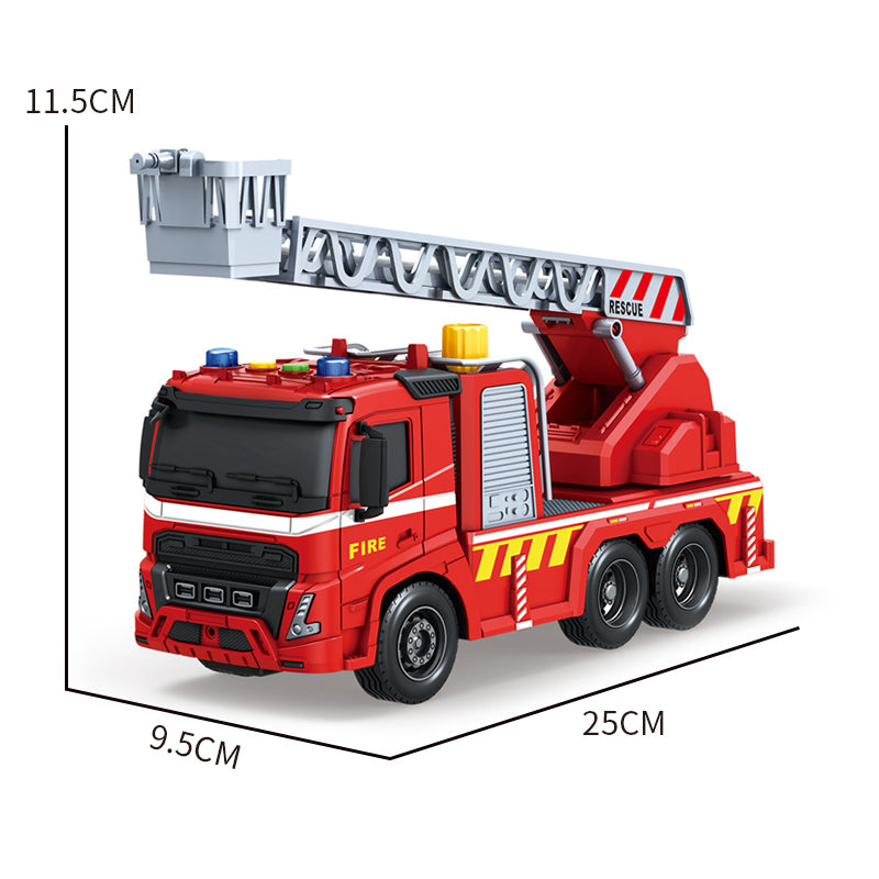1:16惯性消防车/带灯光声音,手动喷水,包3*AG13电池