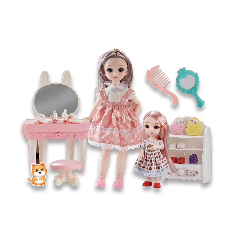 12 Inch + 6 Inch Fashion Doll Set With Light