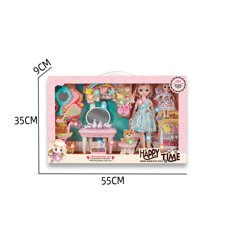 12 Inch + 6 Inch Fashion Doll Set With Light