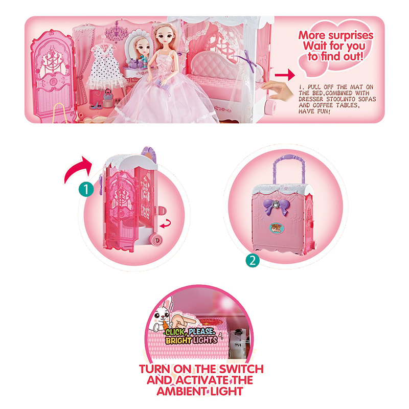 11.5寸+4寸美少女收纳箱场景套装/带灯光,包3*AG13纽扣电池