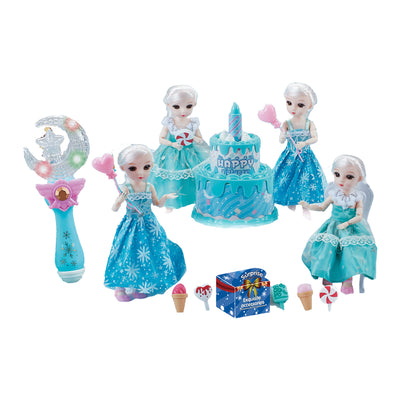 9寸芭比+生日蛋糕套装/带灯光,包3*AG13纽扣电池