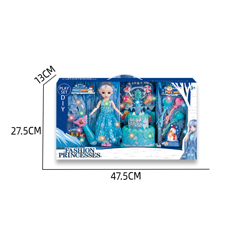 9寸芭比+生日蛋糕套装/带灯光,包3*AG13纽扣电池