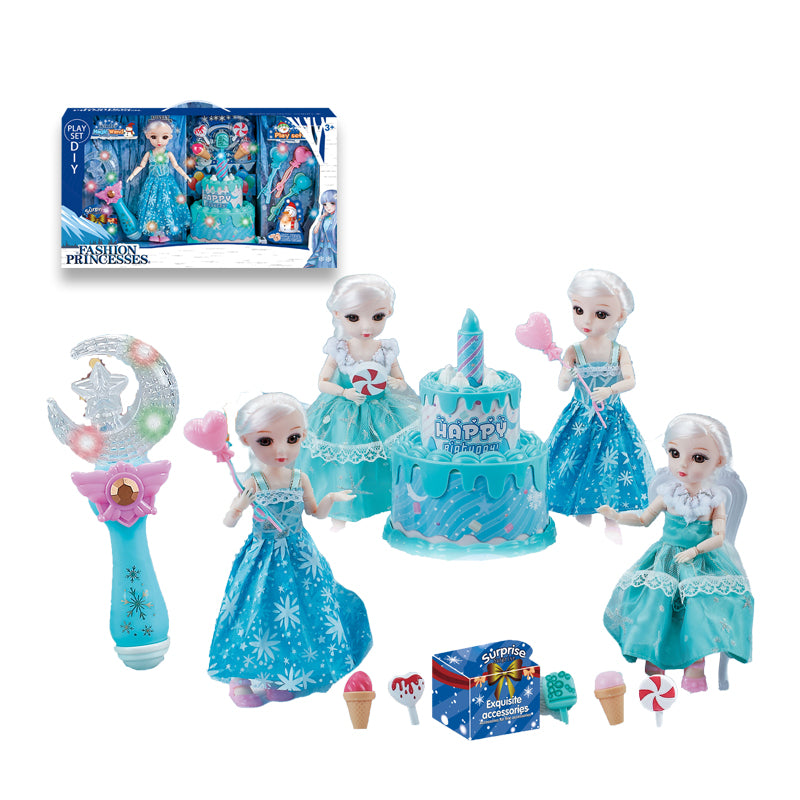 9寸芭比+生日蛋糕套装/带灯光,包3*AG13纽扣电池