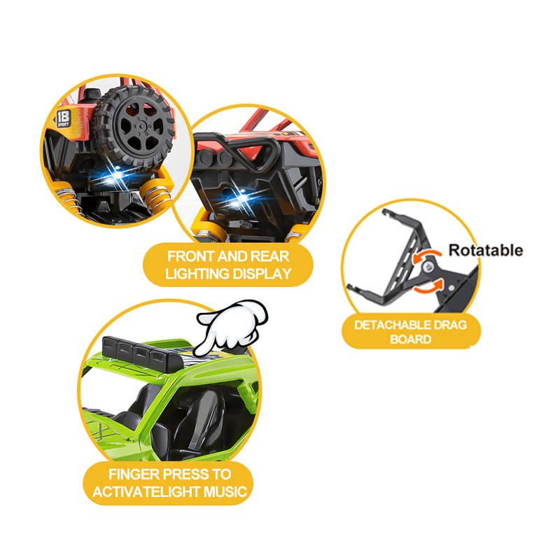 二款回力合金四驱攀爬车拖直升飞机/带灯光,音乐,避震弹簧,车壳UV打印,包3*AG10纽扣电池