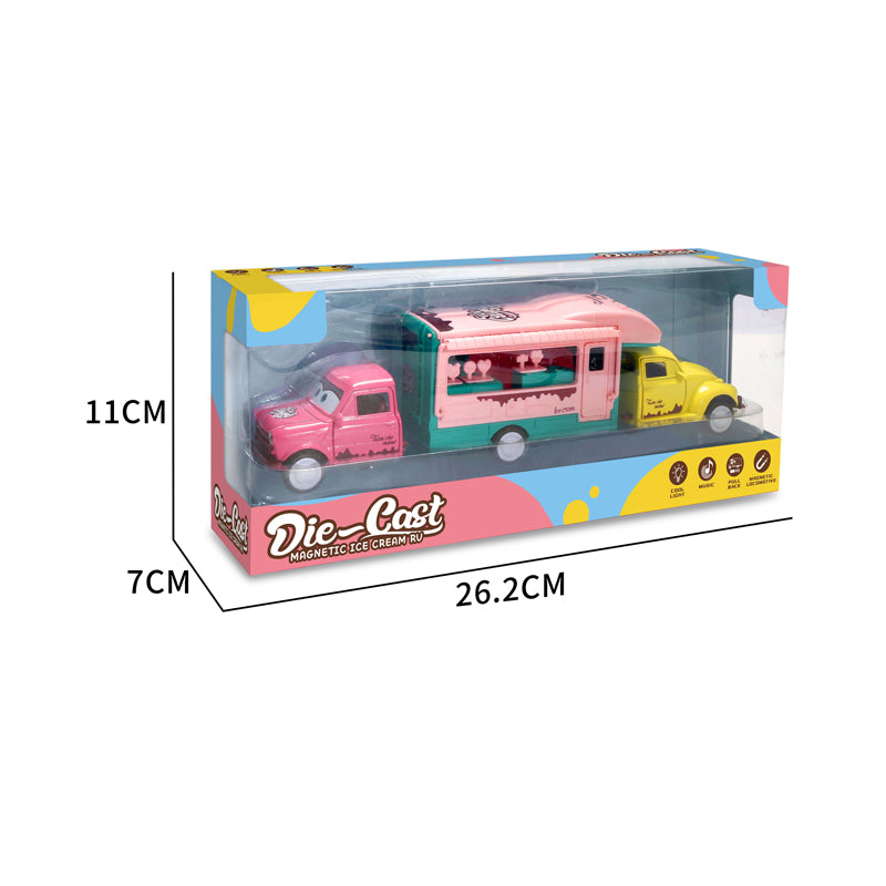 Pull Back Metal Ice Cream Rv With Light And Music 2-C Ass'D
