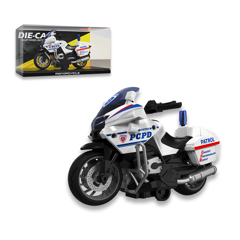 2 Asstd 1:14 Pull Back Metal Police Motorcycle