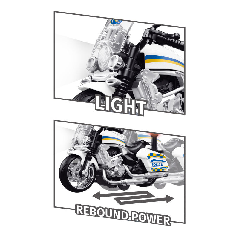 回力摩托警车/带灯光,音乐,包AG3纽扣电池