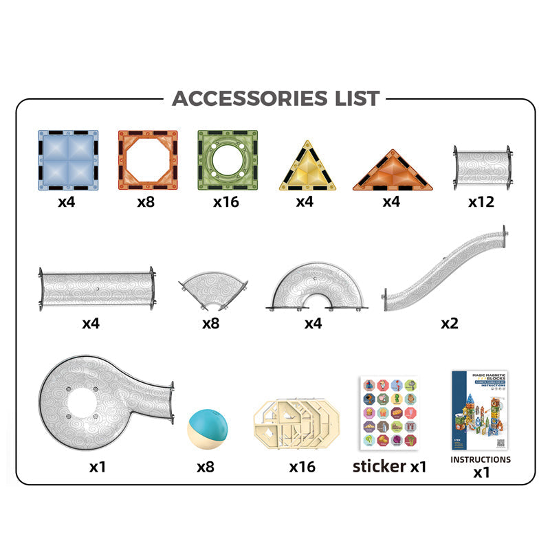 翡钻磁力片滚珠轨道积木/91PCS
