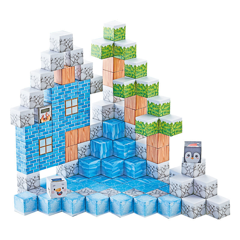 2CM冰雪主题磁力方块积木/124PCS