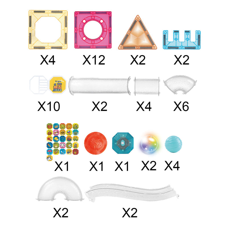 7.5CM星钻轨道滚珠磁力片/带灯光,54PCS