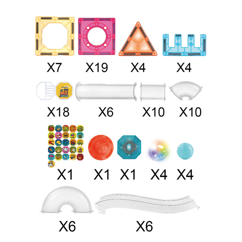 7.5CM星钻轨道滚珠磁力片/带灯光,108PCS