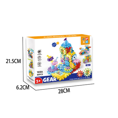 电动恐龙齿轮旋转积木乐园/88PCS
