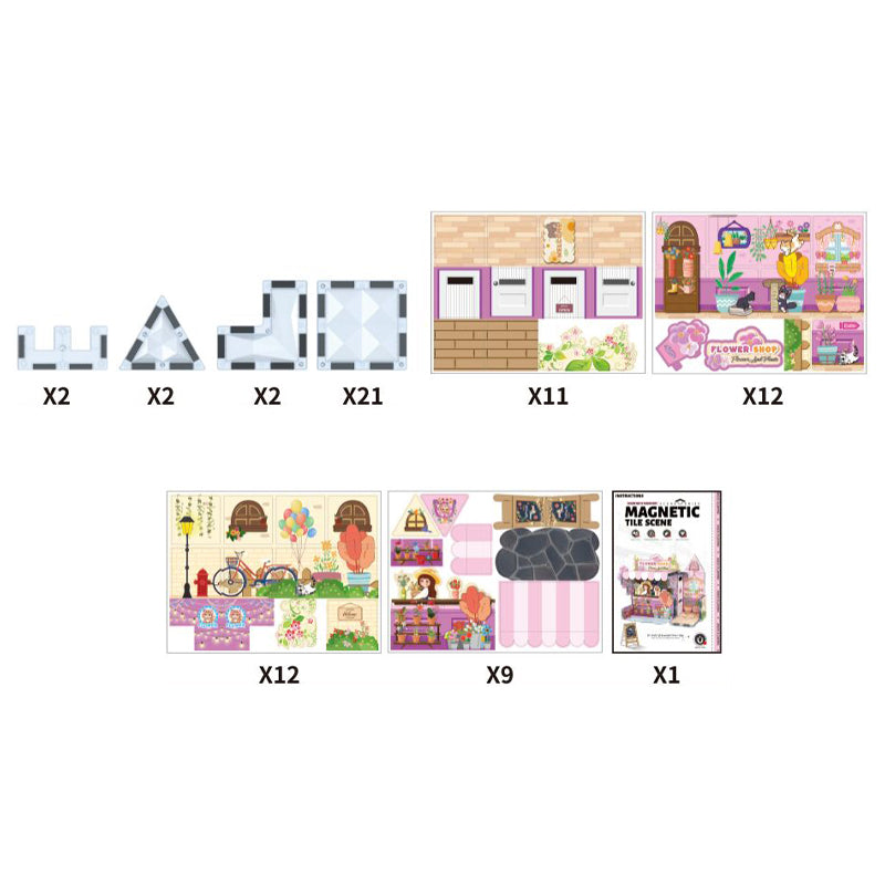 71PCS Flower House DIY Magnetic Building Blocks