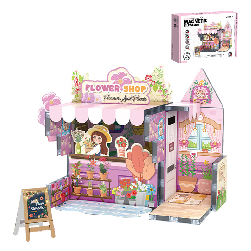 71PCS Flower House DIY Magnetic Building Blocks