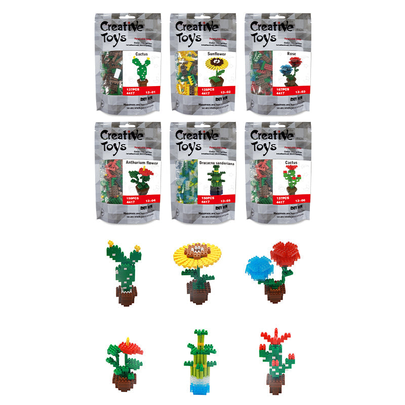 6 Types Plant DIY Micro Building Blocks