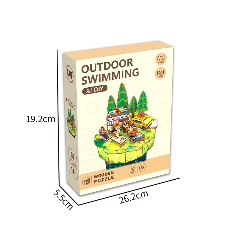 3D Wooden Outdoor Swimming Music Box Jigsaw Puzzle