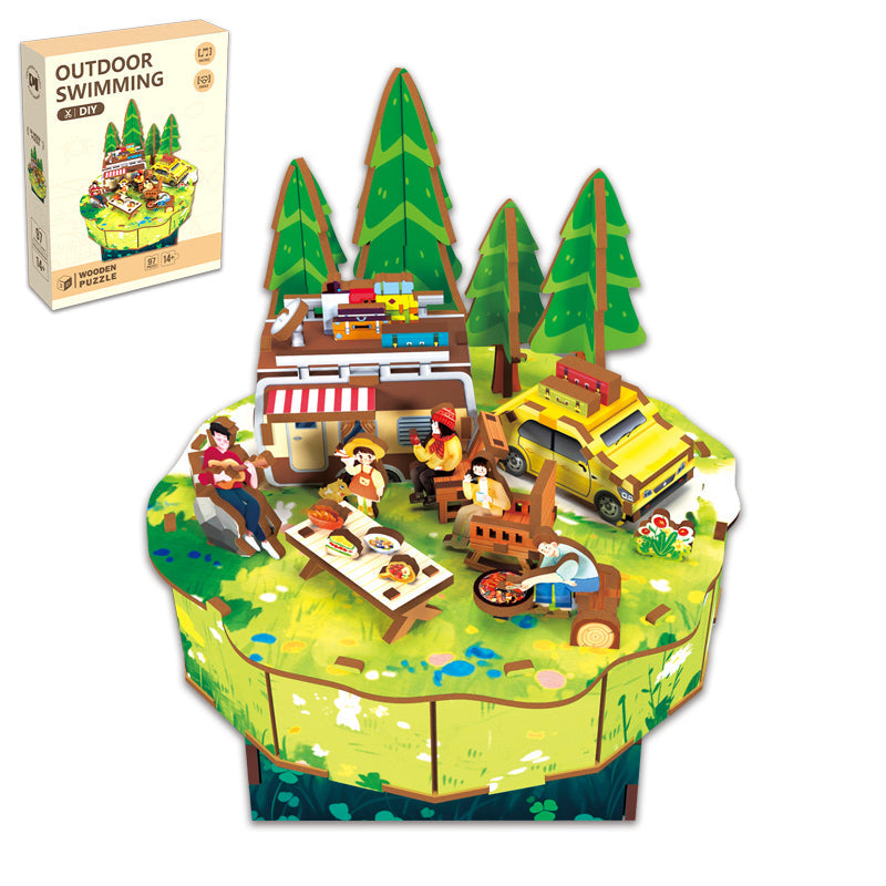 3D Wooden Outdoor Swimming Music Box Jigsaw Puzzle
