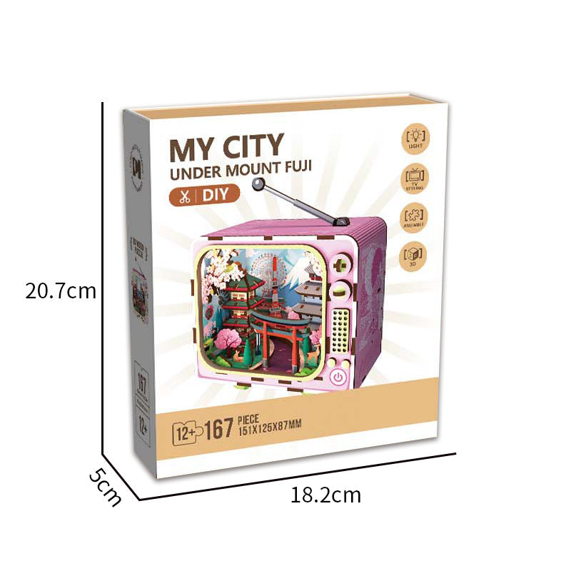 167PCS 3D Wooden TV Building Jigsaw Puzzle
